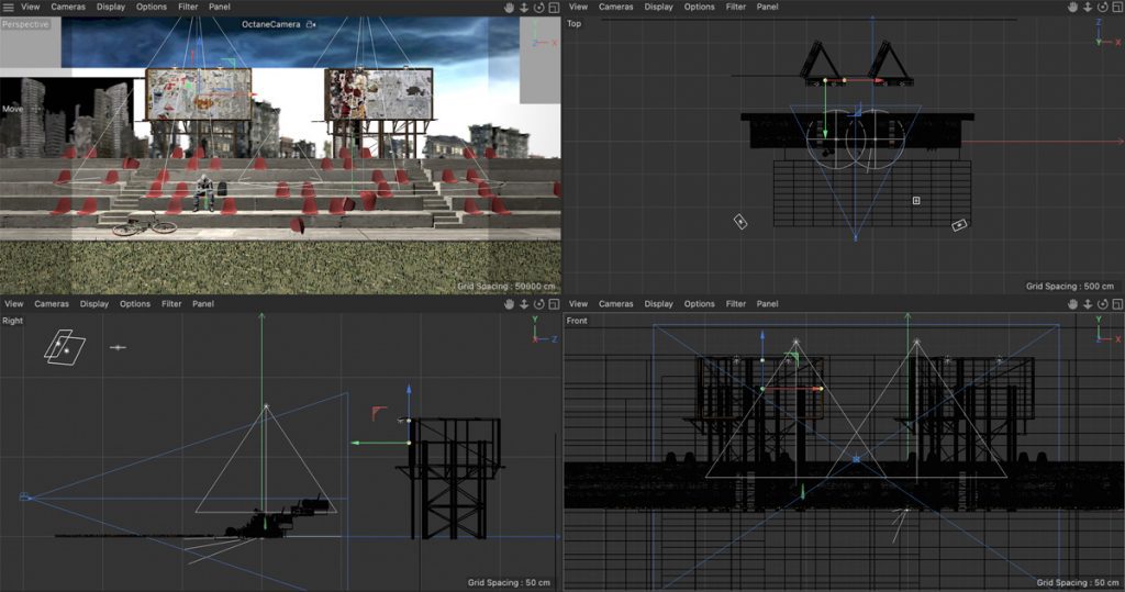 Scène 3d en cours de construction