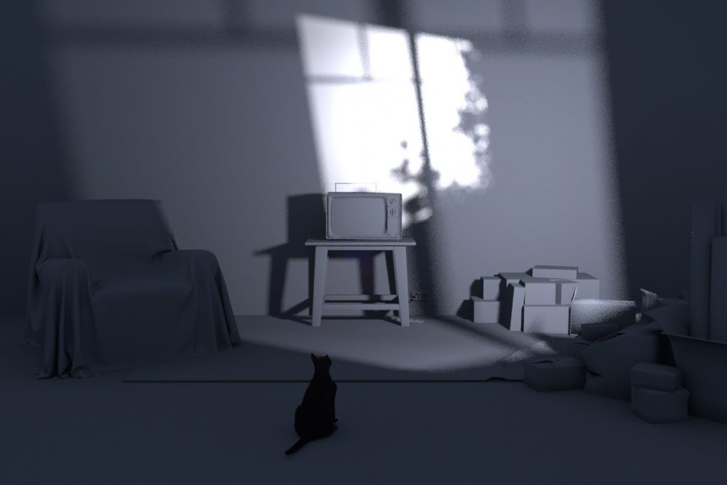 Rendu brut de la scène 3d, sans textures