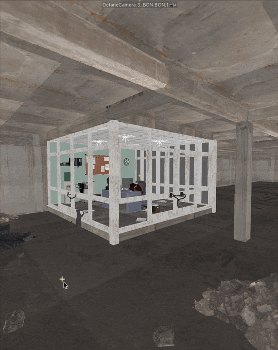 Scène 3d en cours de construction